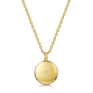 Diamond Set Round Urn Ashes Necklace – Gold