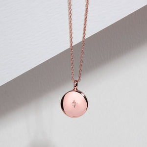 Diamond Set Round Urn Ashes Necklace – Rose Gold