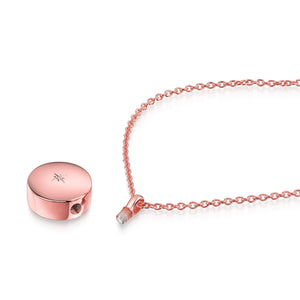 Diamond Set Round Urn Ashes Necklace – Rose Gold