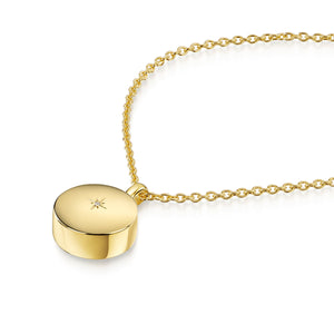 Diamond Set Round Urn Ashes Necklace – Gold