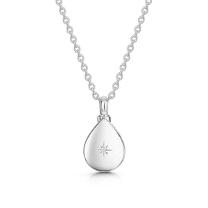 Diamond Set Teardrop Urn Ashes Necklace – Silver