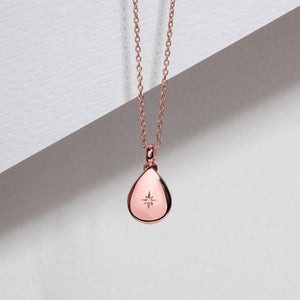 Diamond Set Teardrop Urn Ashes Necklace – Rose Gold