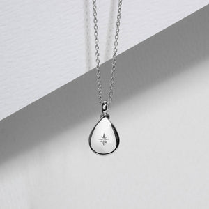 Diamond Set Teardrop Urn Ashes Necklace – Silver
