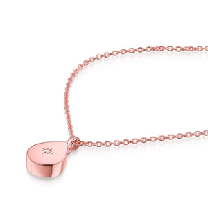 Diamond Set Teardrop Urn Ashes Necklace – Rose Gold