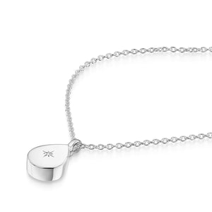 Diamond Set Teardrop Urn Ashes Necklace – Silver