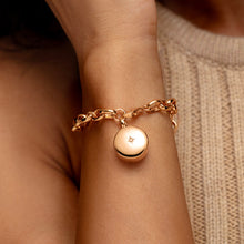 Load image into Gallery viewer, Diamond Drum Urn Bracelet with Links Chain - Rose Gold
