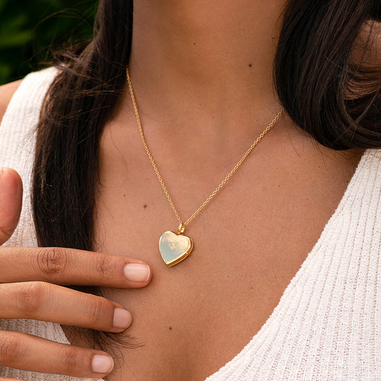 Diamond Set Personalised Locket - Solid 14k Gold