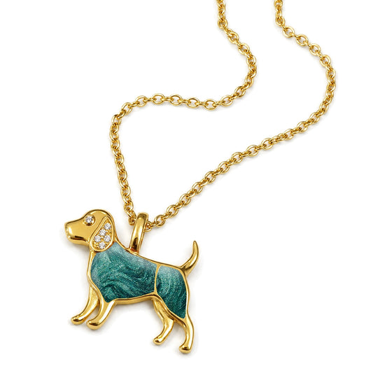 Crystal Set Dog Ashes Resin Necklace - Gold
