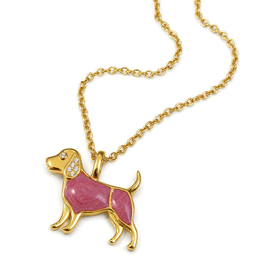 Crystal Set Dog Ashes Resin Necklace - Gold