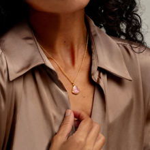 Load image into Gallery viewer, Drop Heart Ashes Resin Necklace - Solid 14k Gold
