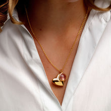 Load image into Gallery viewer, Drop Heart Birthstone Personalised Locket – Gold
