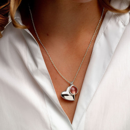 Drop Heart Birthstone Personalised Locket – Silver