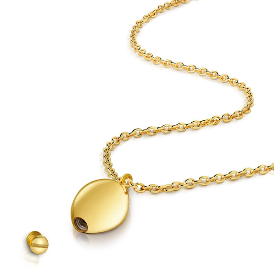 Oval Urn Ashes Necklace - Gold