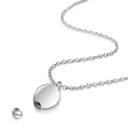 Oval Urn Ashes Necklace - Silver