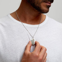 Load image into Gallery viewer, Men&#39;s Large Howlite Dog Tag Locket - Silver

