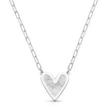 Load image into Gallery viewer, Fingerprint Heart Necklace with Paperclip Chain – Silver
