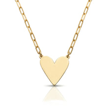 Load image into Gallery viewer, Fingerprint Heart Necklace with Paperclip Chain – Gold
