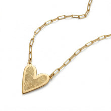 Load image into Gallery viewer, Fingerprint Heart Necklace with Paperclip Chain – Gold
