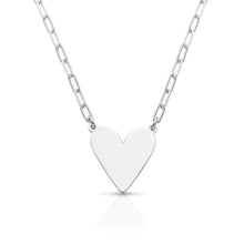 Load image into Gallery viewer, Fingerprint Heart Necklace with Paperclip Chain – Silver
