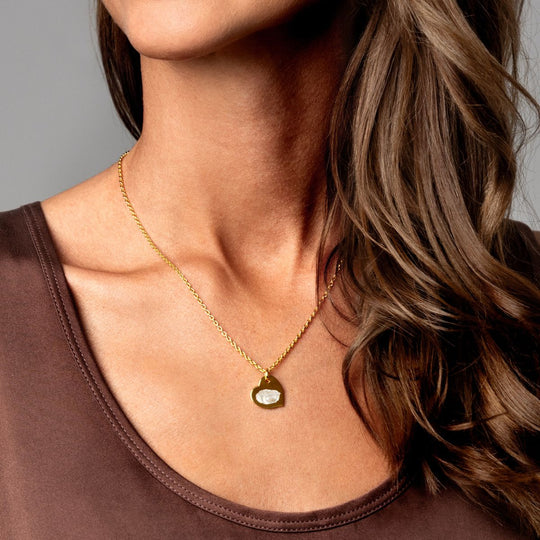 Fingerprint Drop Heart Personalised Necklace - Gold