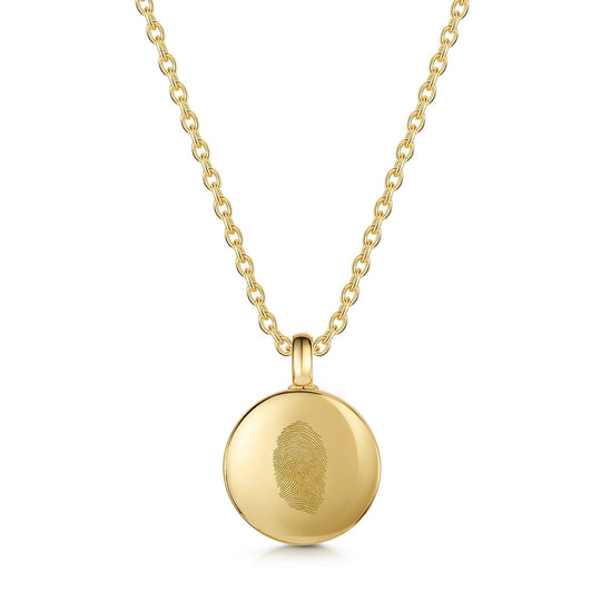 Fingerprint Gold Round Ashes Urn Necklace