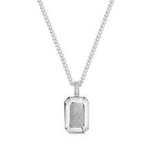 Load image into Gallery viewer, Fingerprint Ingot Tag Mens Necklace  Silver
