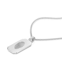 Load image into Gallery viewer, Fingerprint Octagonal Dog Tag Mens Necklace Silver
