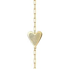 Load image into Gallery viewer, Fingerprint Personalised Heart Pendant On Paperclip Chain Bracelet Gold
