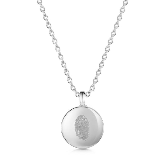 Fingerprint Silver Round Ashes Urn Necklace