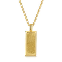 Load image into Gallery viewer, Fingerprint Tall Ingot Tag Mens Necklace Gold
