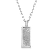 Load image into Gallery viewer, Fingerprint Tall Ingot Tag Mens Necklace Silver
