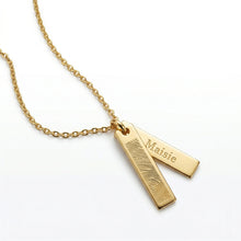 Load image into Gallery viewer, Fingerprint Twin Tag Name Necklace - Gold
