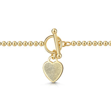 Load image into Gallery viewer, Fingerprint Personalised Bracelet T-Bar Heart On Bead Chain Gold
