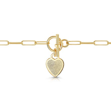 Load image into Gallery viewer, Fingerprint Personalised Bracelet T-Bar Heart On Paperclip Chain Gold
