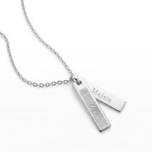 Load image into Gallery viewer, Fingerprint Twin Tag Name Necklace - Silver
