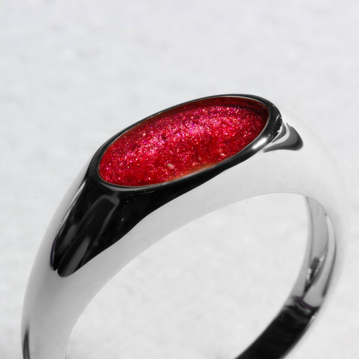 Flat Oval Ashes Resin Ring - Silver – LOVELOX