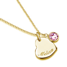 Load image into Gallery viewer, Swarovski® Birthstone Heart Necklace – Gold
