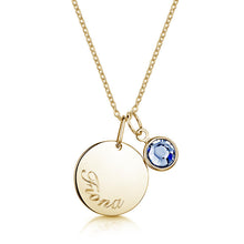 Load image into Gallery viewer, Swarovski® Birthstone Disc Necklace – Gold
