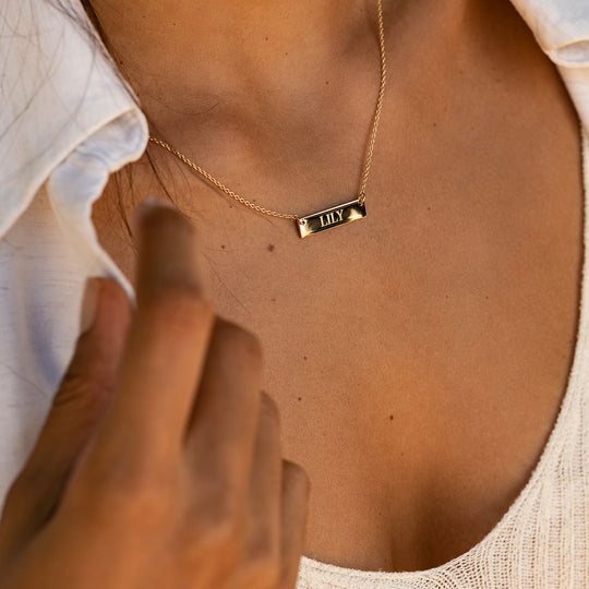 Name Bar Personalised Necklace - Gold