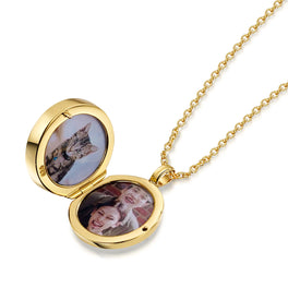 Lapis Lazuli Modern Round Locket – Gold