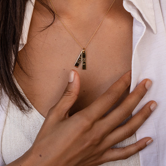 Twin Tag Personalised Necklace - Gold