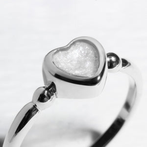 Heart Ashes Resin Ring with Bead Band - Silver