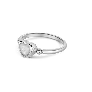 Heart Ashes Resin Ring with Bead Band - Silver