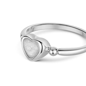 Heart Ashes Resin Ring with Bead Band - Silver