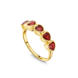 Heart Chain Ashes Resin Ring - Gold