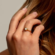 Load image into Gallery viewer, Heart Ashes Resin Ring with Bead Band - Gold
