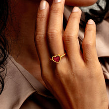 Load image into Gallery viewer, Heart Ashes Resin Ring With Plain Band - Gold
