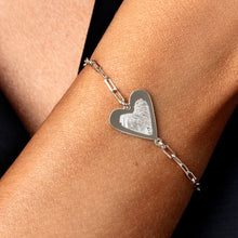 Load image into Gallery viewer, Fingerprint Personalised Heart on Paperclip Chain Bracelet - Silver

