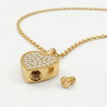 Load image into Gallery viewer, Heart Urn With Crystals Necklace - Gold
