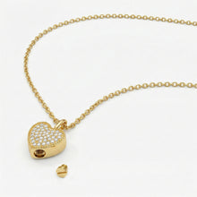 Load image into Gallery viewer, Heart Urn With Crystals Necklace - Gold
